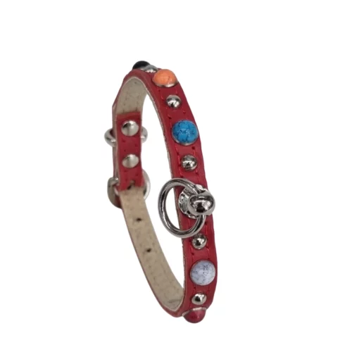 Hondenhalsband Leer Stones Red