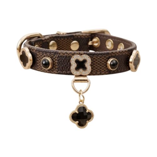 Hondenhalsband - Set Flower Donkerbruin